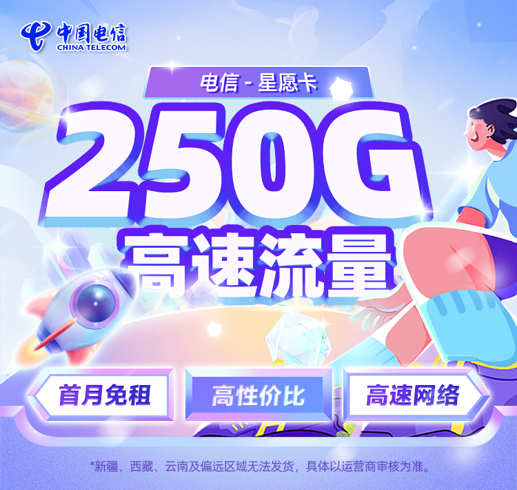 电信星愿卡19元享220G通用+30G定向  第1张