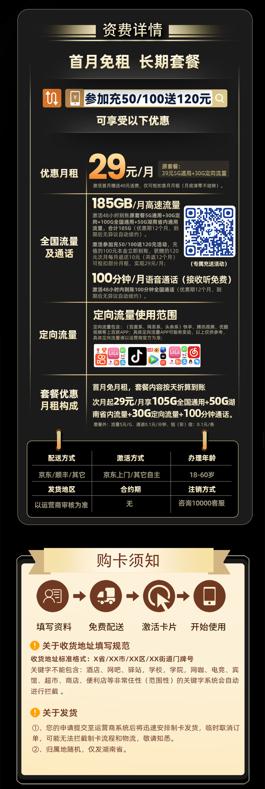 电信湖南卡1.0版29元享155G通用+30G定向+100分钟通话  第2张